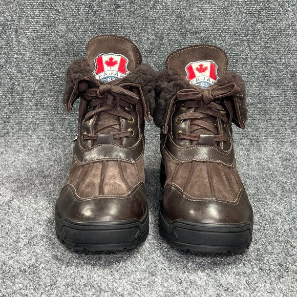 PAJAR Winter Boots Mens Size 9 Brown Leather Ice Gripper Spike Fishing Snow Cold - Picture 3 of 16